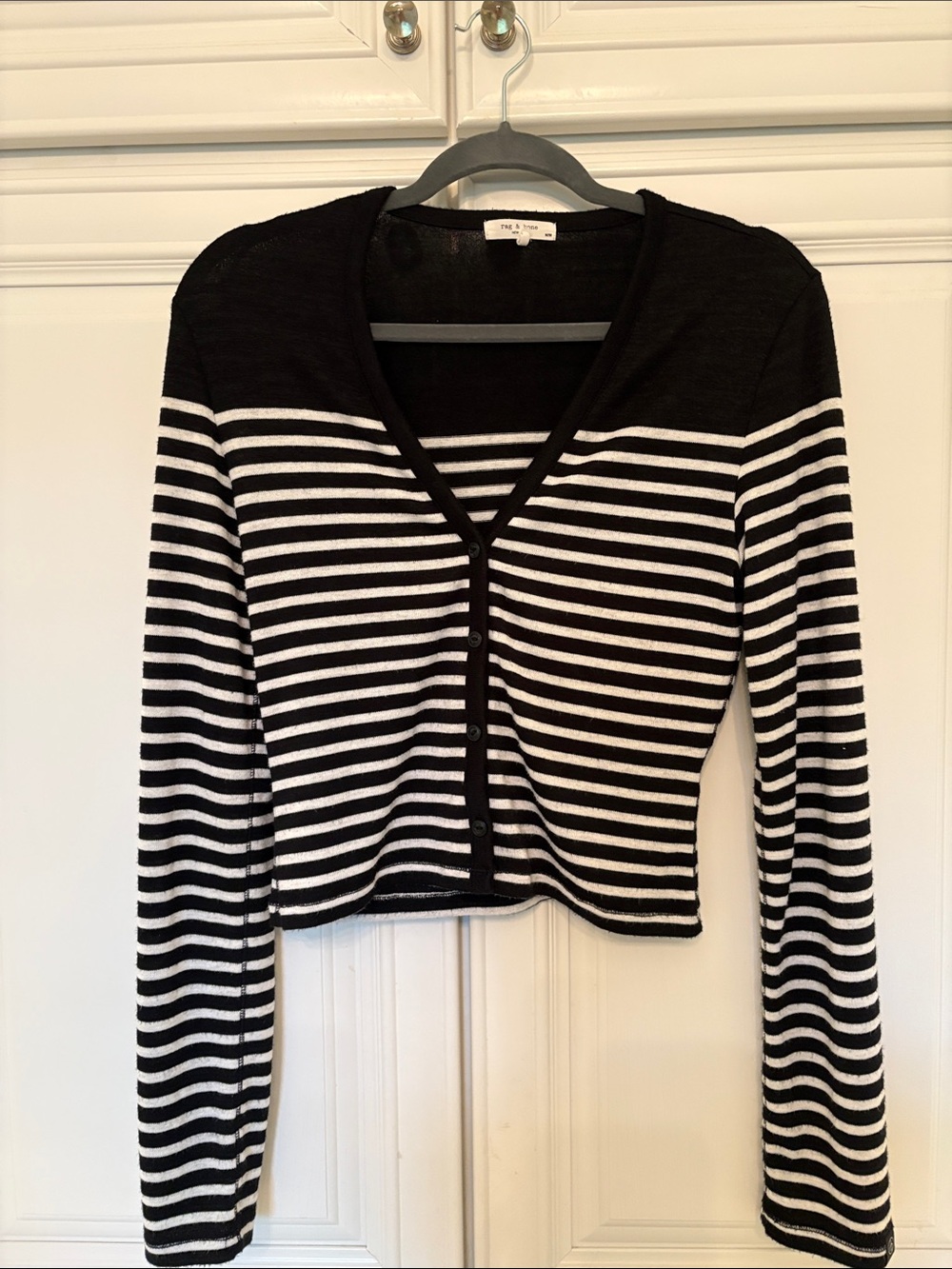 rag & bone Black button up v neck top size M